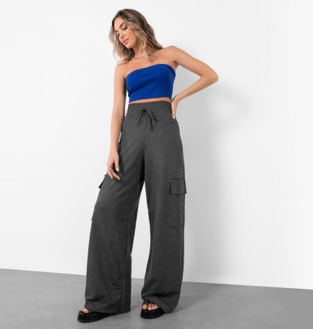 Calça Pantalona Bolso Cargo