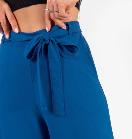 Calça Wide Leg Com Cinto Faixa