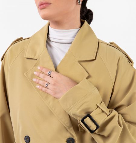 Casaco Cropped Trench Coat