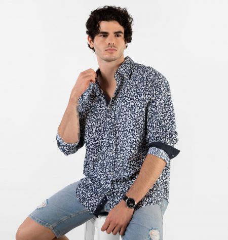 Camisa Com Estampa Folhagem E Manga Longa