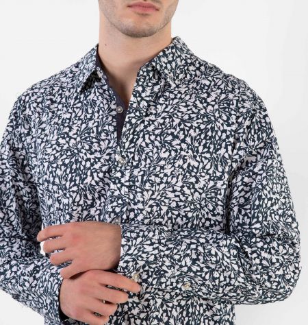 Camisa Com Estampa Folhagem E Manga Longa