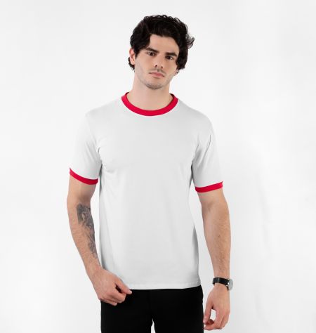 Camiseta Bicolor Com Gola Redonda