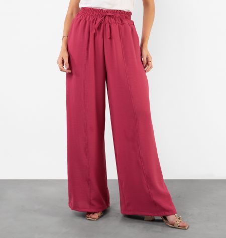 Calça Wide Leg Com Friso